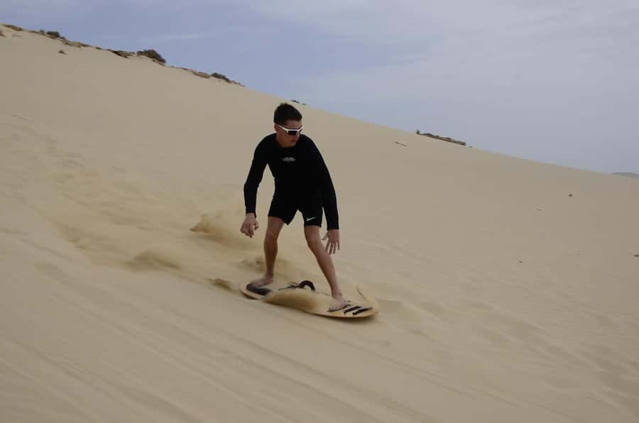 From Boa Vista: Sandboarding Adrenaline down the big Dunes - Meeting the instructor and learning the board