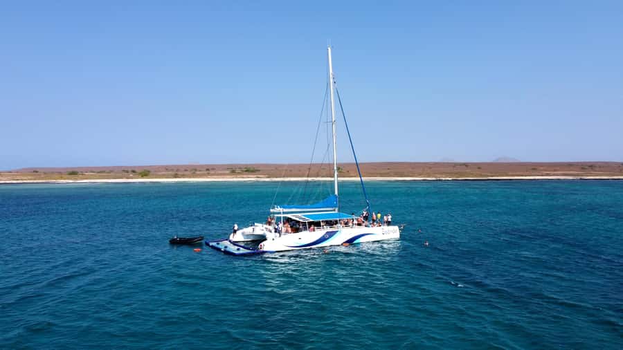 Sal: All-Inclusive Half-Day Lounge Catamaran Cruise - The Lion Mountain swimming stop