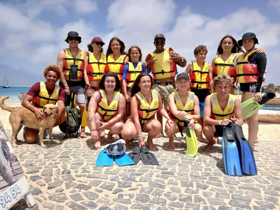 Sal Island: Santa Maria Snorkelling - Getting ready with a vest, wetsuit, and mask