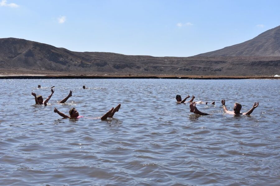 Sal: Salt Lake Tour, Shark Bay and Pedra de Lume Village - Floating in the Pedra de Lume salt lake