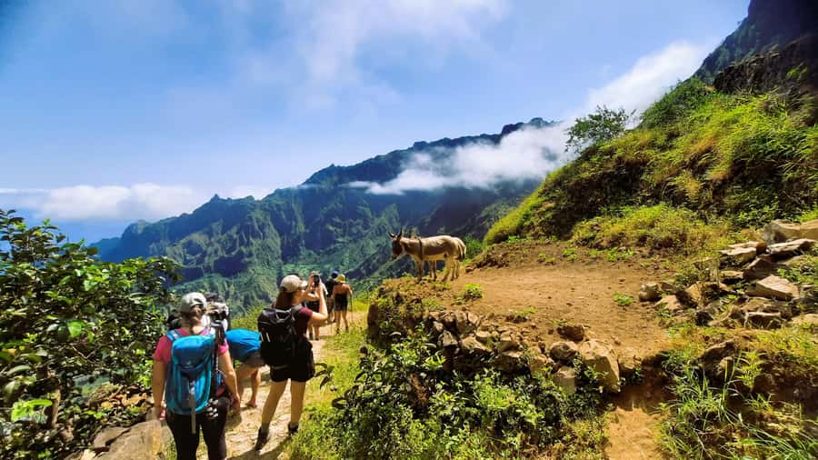 Santo Antão: Hiking Cova Volcano Crater to Ribeira Paúl - The zigzag descent into the green valley